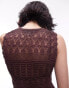 Topshop knitted co-ord long line beaded beach waistcoat in chocolate