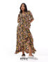 Vero Moda Petite wrap front maxi dress in dark floral print Разноцветный, S - EU 36 - фото #1