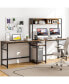 Фото #4 товара L-shaped Desk with Power Outlet Large Corner Desk Converts to 2-Person Long Desk Rustic