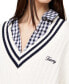 Women's Script Logo V-Neck Ribbed Cotton Sweater
