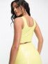 Commando co-ord faux patent leather crop top in pastel yellow