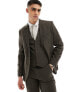 Фото #2 товара ASOS DESIGN slim suit jacket in brown pinstripe