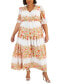Фото #1 товара Plus Size Floral-Print Chiffon A-Line Midi Dress