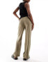 Фото #3 товара Vero Moda linen wide leg dad trousers in khaki green