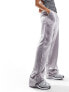 Reclaimed Vintage satin pull on trouser in silver Серебристый, 36 - фото #3