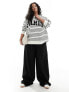 4th & Reckless Plus exclusive Paris logo sweatshirt in black and white stripe