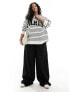 4th & Reckless Plus exclusive Paris logo sweatshirt in black and white stripe Разноцветный, 2XL - фото #7