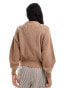 Threadbare high neck jumper in warm taupe