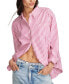 ფოტო #1 პროდუქტის Women's Striped Cotton Boyfriend Prep Shirt