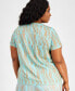 Plus Size Geo-Print Mesh Short-Sleeve Top, Created for Macy's