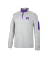 Фото #2 товара Men's Heathered Gray, Purple Kansas State Wildcats Country Club Windshirt Quarter-Zip Jacket