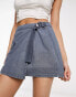 Pull&Bear wrap cargo mini skirt in petrol blue