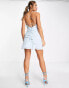 Фото #4 товара ASOS DESIGN slip mini dress with sequin artwork embellishment in blue