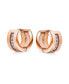 ფოტო #2 პროდუქტის Unisex Channel Set 3 Row Cubic Zirconia CZ K-pop Wide Mini Hoop Huggie Earrings For Men For Women Rose Gold Plated Steel Stainless