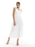 Vila Bridal satin tie shoulder cami maxi dress in cream