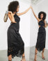 Фото #2 товара ASOS EDITION cutwork halter satin midi dress in black