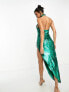 Starlet high neck embellished sequin midi dress in emerald