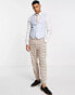 ASOS DESIGN wedding super skinny waistcoat in linen mix blue puppytooth check