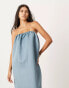 ASOS EDITION bandeau heavy satin maxi dress in blue