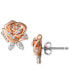 ფოტო #1 პროდუქტის Cubic Zirconia Rose Beauty & The Beast Stud Earrings in Sterling Silver & 18k Rose Gold-Plate