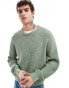 SOS DESIGN relaxed knitted fisherman rib jumper in green