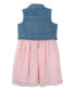 Фото #5 товара Toddler & Little Girls Denim Vest and Embroidered Dress Outfit, 2 PC