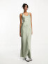 River Island studded maxi slip dress in sage 40 - фото #7