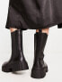 New Look chunky flat boots with cleated sole in black