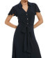 ფოტო #3 პროდუქტის Women's Button-Front Tie-Waist Flutter-Sleeve Dress