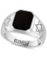 ფოტო #1 პროდუქტის EFFY® Men's Onyx Star of David Engraved Ring in Sterling Silver