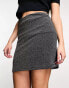 New Look stretch glitter mini skirt in silver