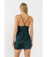 Фото #3 товара Women's Cowl Neck Strappy Back Sequins Dress