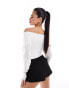 Фото #3 товара Simmi slinky wrap front off shoulder bodysuit in white