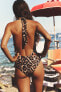 Animal print halter swimsuit