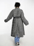 ASOS DESIGN Curve heritage check trench coat in mono