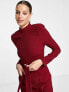 ASOS DESIGN Tall long sleeve midi dress with obi belt in red