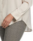 Plus Size Notch Collar Silk Long Sleeve Button-Down Blouse