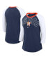 ფოტო #1 პროდუქტის Women's Navy, White Houston Astros Knockout Arch 3/4-Sleeve Raglan Tri-Blend T-shirt