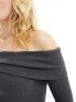 Фото #7 товара New Look bardot long sleeve top in dark grey