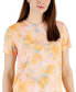 Фото #3 товара Women's Printed Birdseye-Mesh Short-Sleeve Top, Created for Macy's