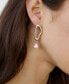 ფოტო #2 პროდუქტის Open Circle 18k Gold Plated and Pink Freshwater Pearl Dangle Earrings