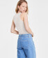 Фото #2 товара Women's Sleeveless Ribbed Bodysuit, Washed White, Created for Macy's