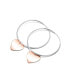 Stylish Sterling Silver with Heart Rose Gold Plated Dangle Hoop Earrings