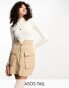 Фото #1 товара ASOS DESIGN Tall zip through utility mini skirt in stone