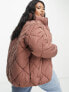 New Look Curve boxy puffer coat in pink