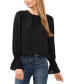 Women's Crewneck Long Sleeve Smocked Ruffle Cuff Blouse