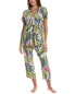 Donna Karan Sleepwear 2Pc Top & Cropped Pant Sleep Set Women's