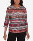 ფოტო #1 პროდუქტის Runway Ready Women's Geometric Crew Neck Top With Side Ruching