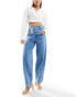 Фото #1 товара & Other Stories high waist tapered barrel leg jeans in mid blue