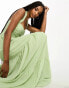 Фото #8 товара ASOS DESIGN Tall ruched bodice halter tiered maxi dress in sage green